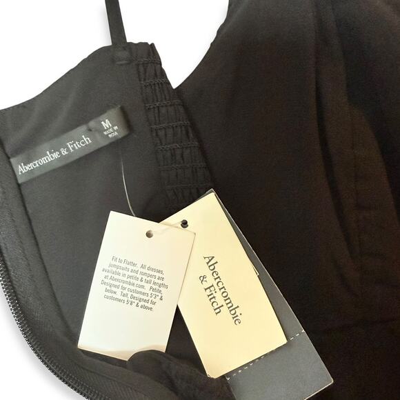 Abercrombie & Fitch Black Ruched Chiffon Empire Whimsigoth Babydoll Mini Dress M - Picture 9 of 11